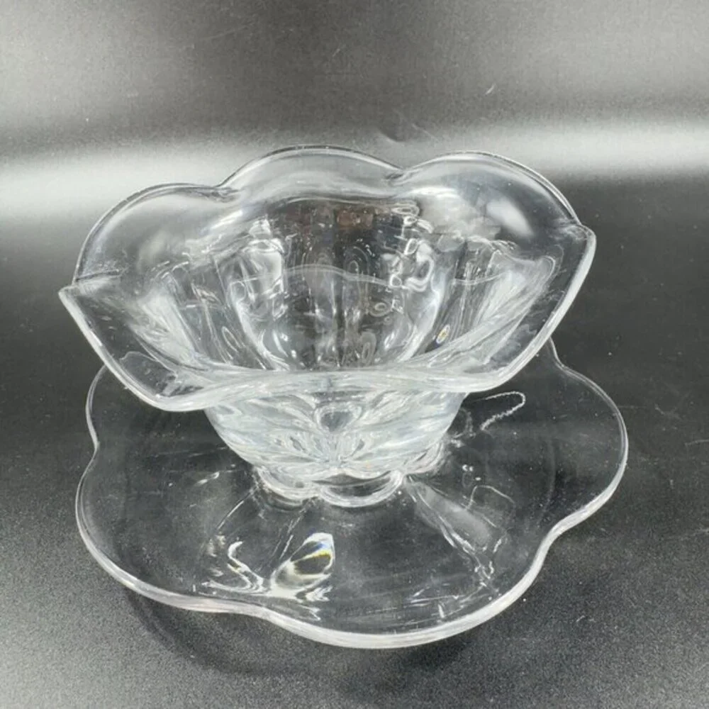 Duncan Miller Glass Company Canterbury Clear Teacup And Saucer‎ Manganese 365nm